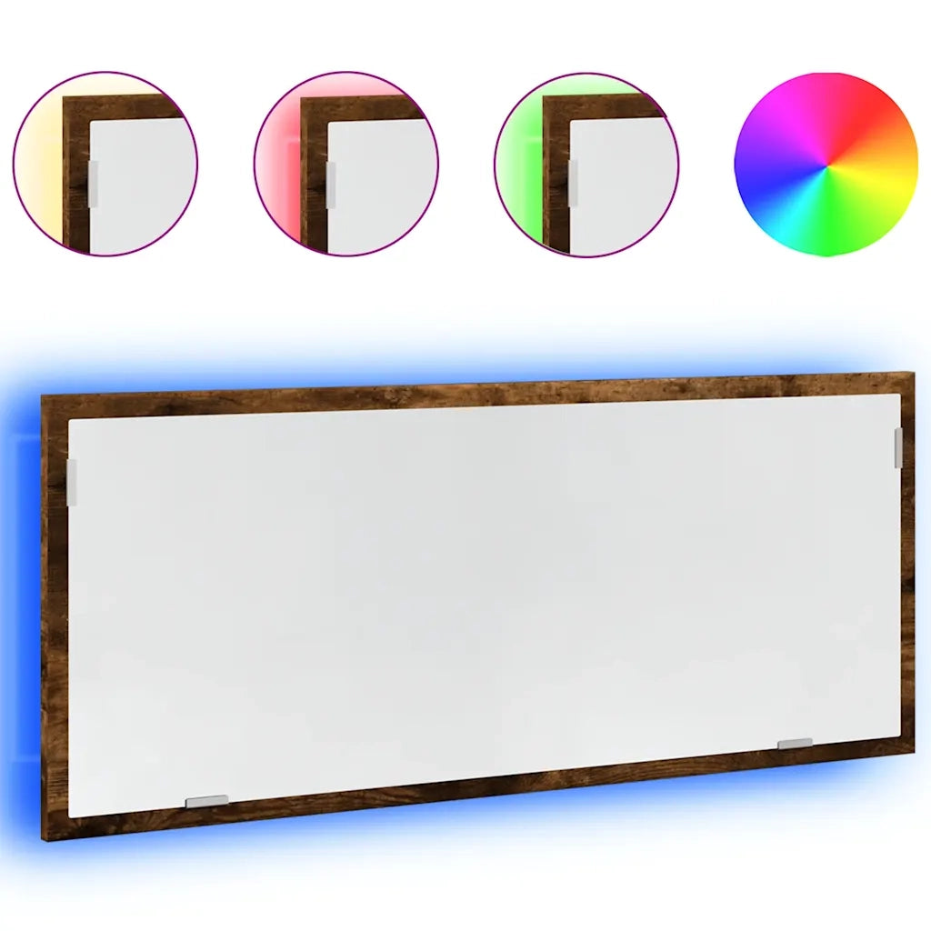Specchio Bagno LED-Specchio Decorativo Rovere Fumo 100x8,5x37cm Legno Multistrato