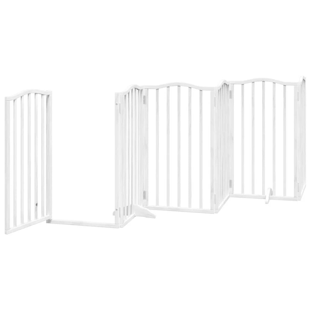 Cancelletto di sicurezza per animali domestici porta pieghevole 9 pannelli legno di pioppo bianco 02_0023292