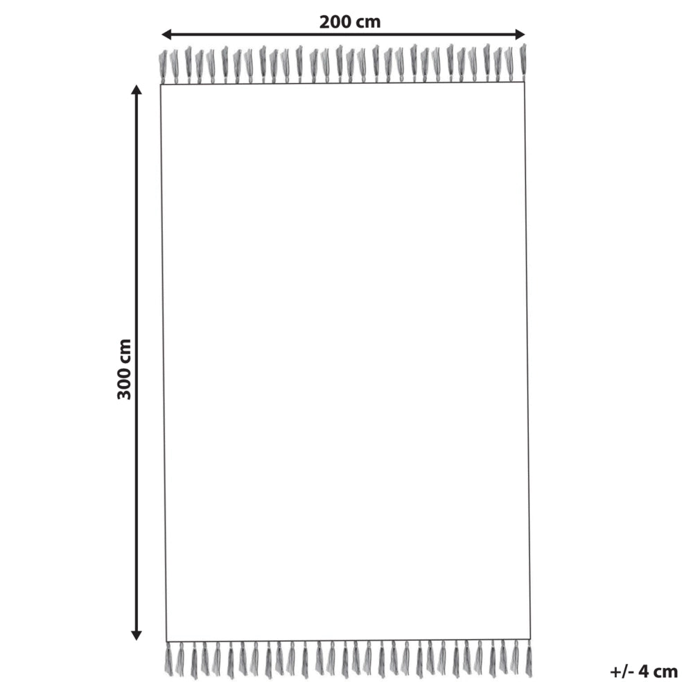 Tappeto classico in poliestere e cotone con nappe decorative beige 200 x 300 cm camera da letto soggiorno
