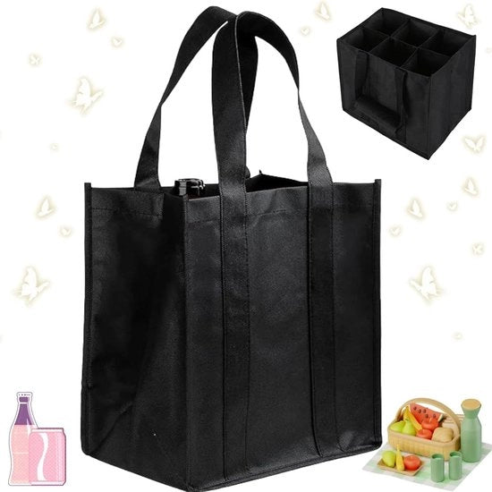 Borsa da trasporto per bottiglie di vino, borsa per spesa ecosostenibile, design festivo