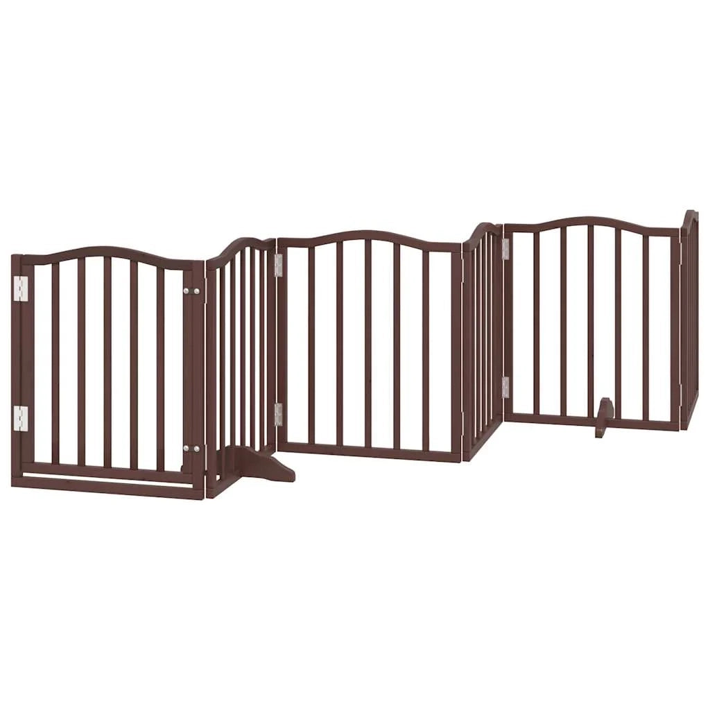 Cancelletto di sicurezza per animali domestici porta pieghevole 15 pannelli legno di pioppo marrone 02_0023212