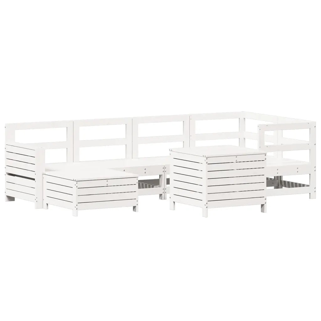 Set Divani da Giardino 7 pz Bianco in Legno Massello di Pinocod mxl 116948