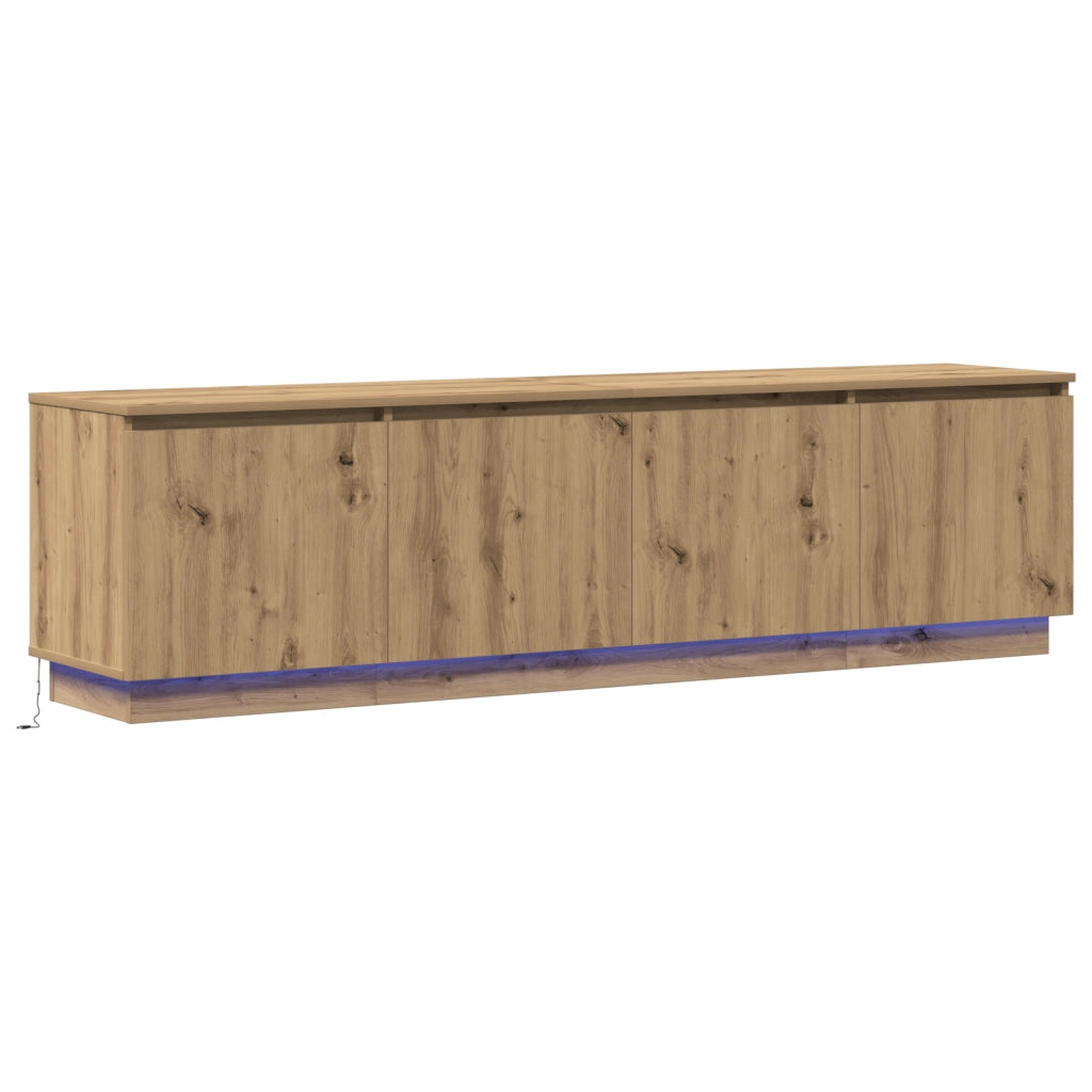 Mobile TV con LED Rovere Artigianale 180x38x49 cm Legno ingegnerizzato