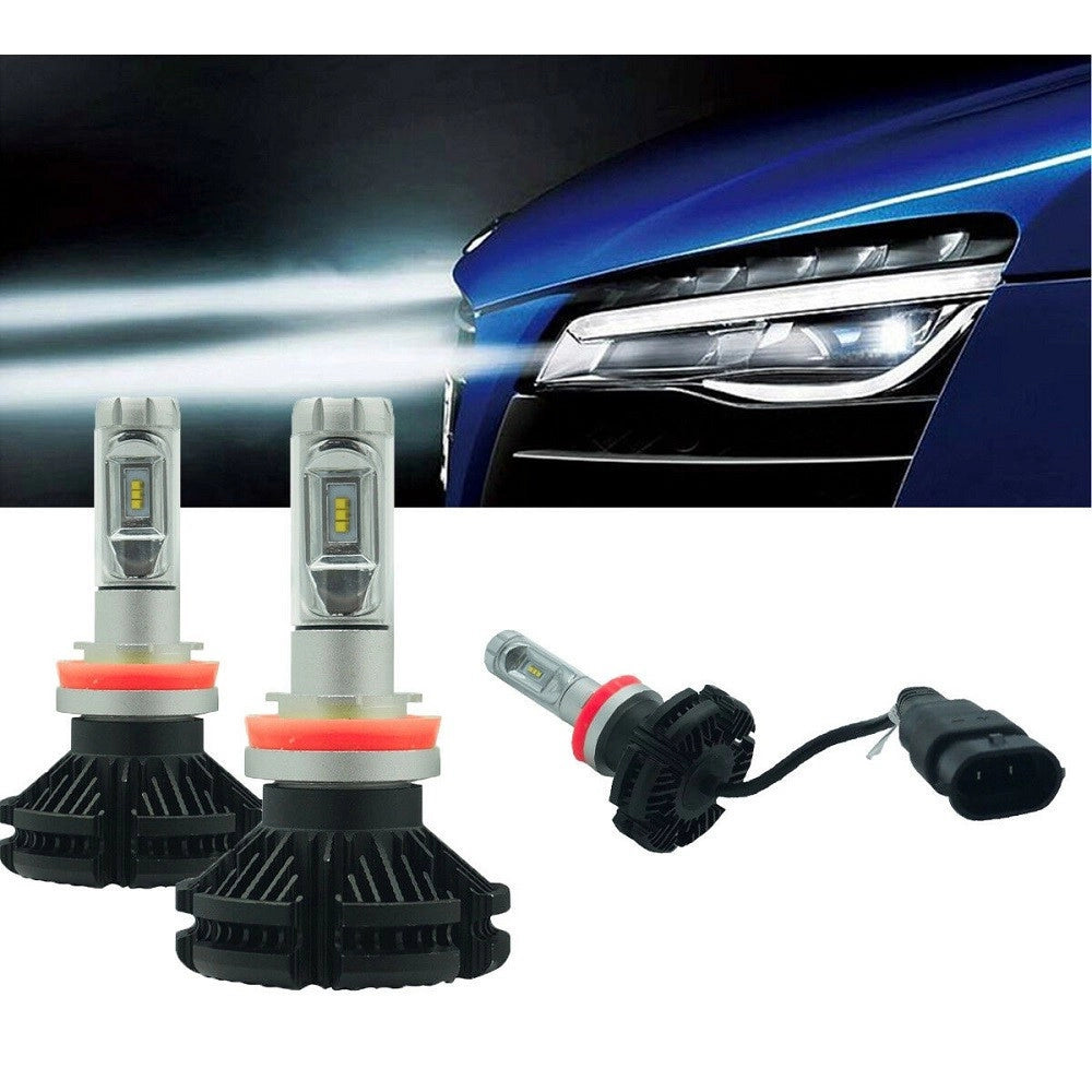 Trade Shop - Coppia Lampade Led Auto Fari H11 X3 Kit Lampadine 50 Watt 6000 Lumen Ip67 -