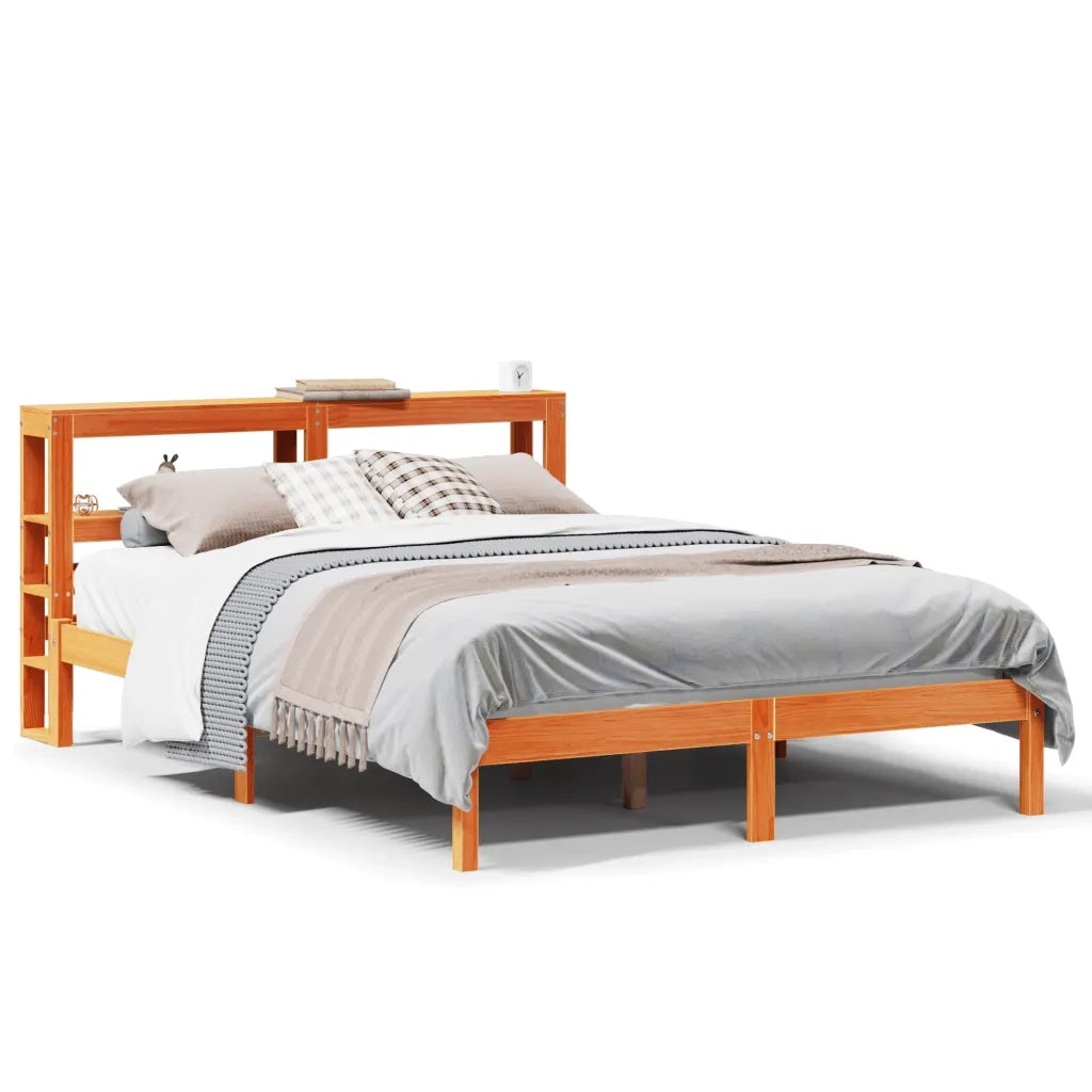 vidaXL Giroletto con Testiera Marrone Cera 135x190 cm Massello Pino