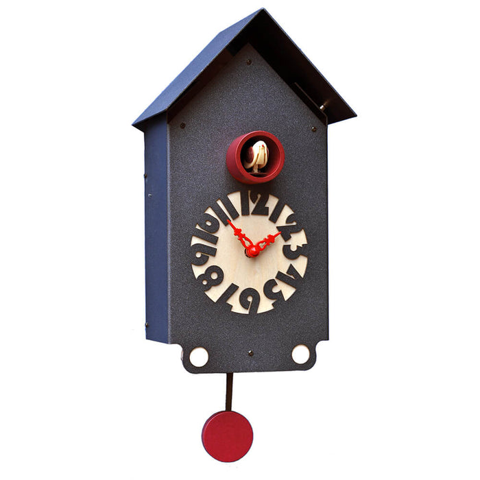 Orologio a Cucù da Parete 17X30X12Cm Pirondini Italia Casetta Nero Graffite