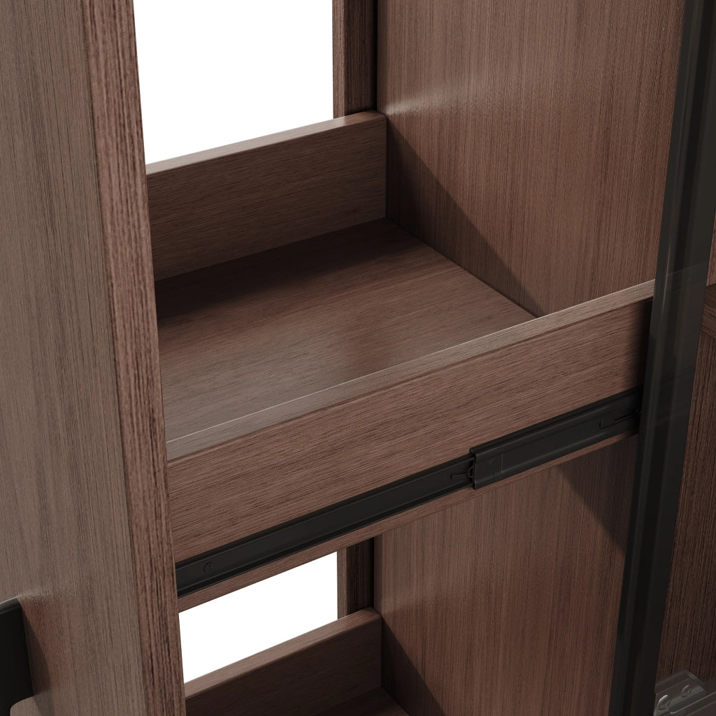 VETRINA 70 x 38 x 160 cm in MDF e vetro colore noce con LED