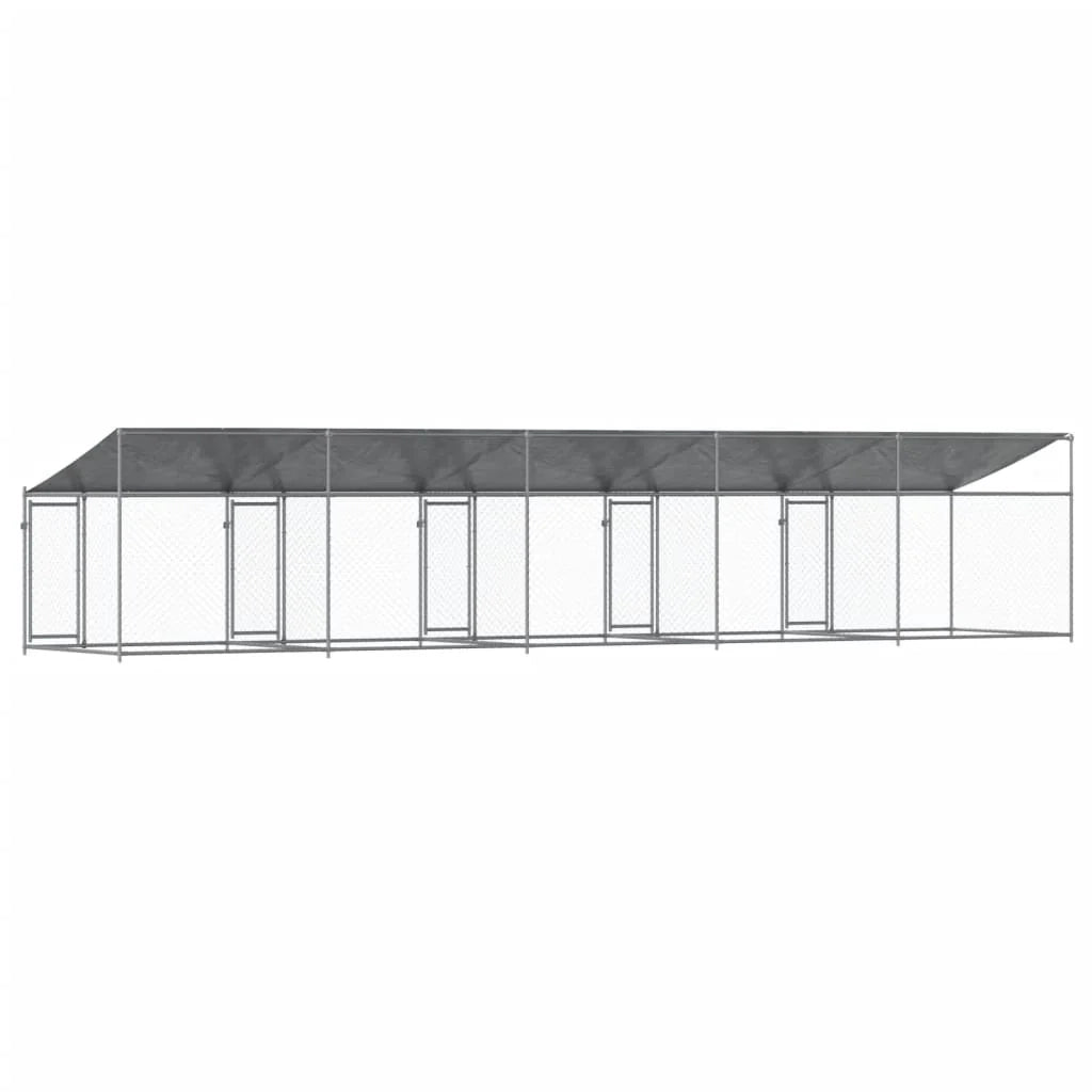 Trasportino per cani con tetto/porte 10 x 2 x 2 m acciaio zincato grigio 02_0041637