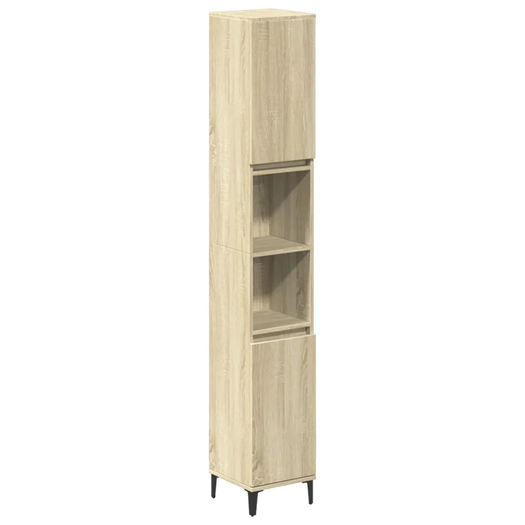 Set Mobili da Bagno | Armadio da bagno 3 pz Rovere Sonoma in Legno Multistrato