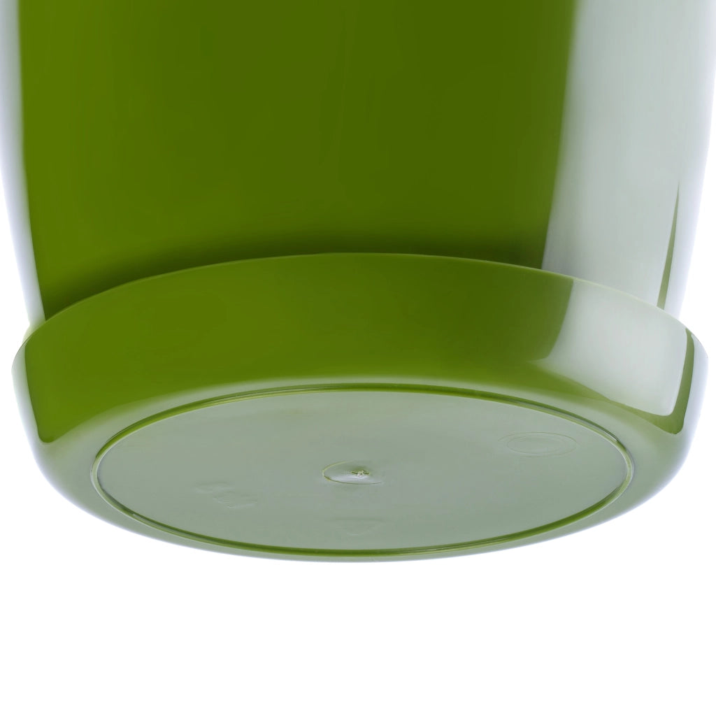 Vaso da fiori KADAX con sottovaso e coperchio in plastica, 28 cm, verde, per fiori. Kadax