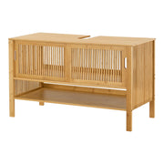 Mobiletto sottolavabo per bagno design bambù 60 x 100 x 45 cm finitura naturale 03_0009979