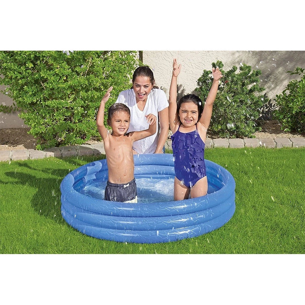 Trade Shop - Piscina Gonfiabile 122x25cm Tinta Unita Effetto Ghiaccio 3 Anelli Giardino 51025 -