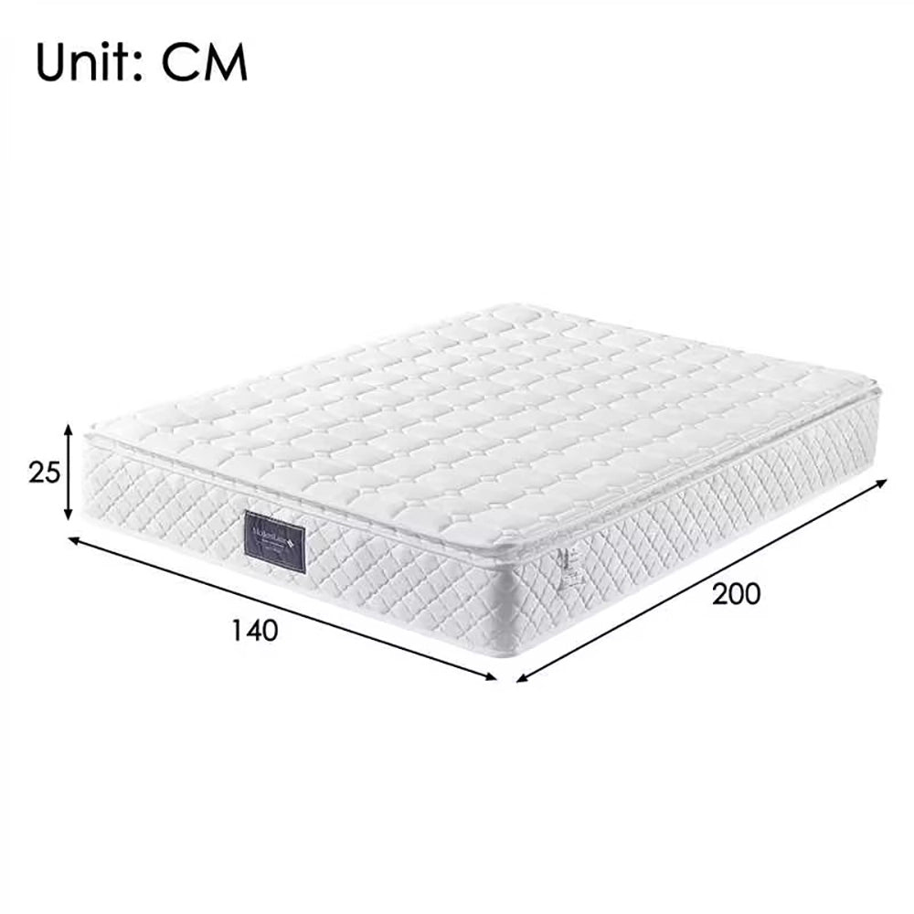 Letto matrimoniale-Xylo-140x200 cm-LED, testiera velluto, quercia chiaro, con materasso