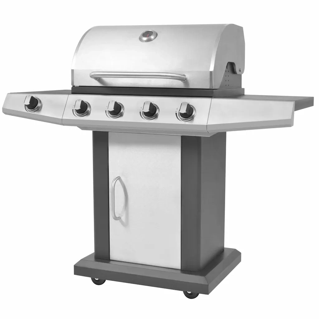 Griglia Barbecue a Gas Argento Acciaio con Tubo Metallico 43047