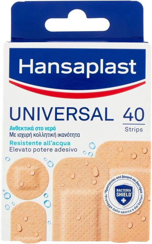 HANSAPLAST CEROTTI UNIVERSAL IMPERMEABILI TRASPIRANTI PER TUTTI I TIPI DI FERITE 1 CONFEZIONE DA 40 PEZZI IN 4 FORMATI