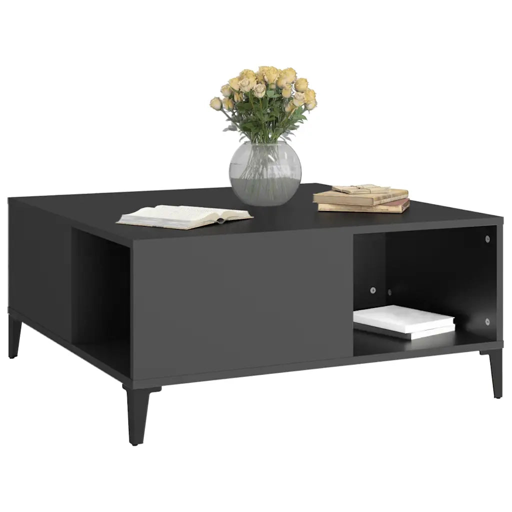 Tavolino da Salotto Nero 80x80x36,5 cm in Legno Multistrato 821101