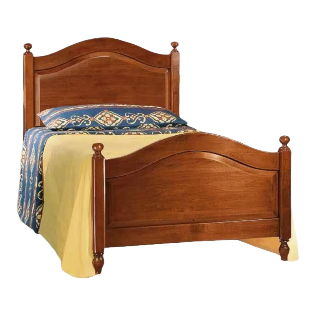 Letto singolo classico legno tinta noce l 100 h 111 p 212 (6127) - Mobili 2G