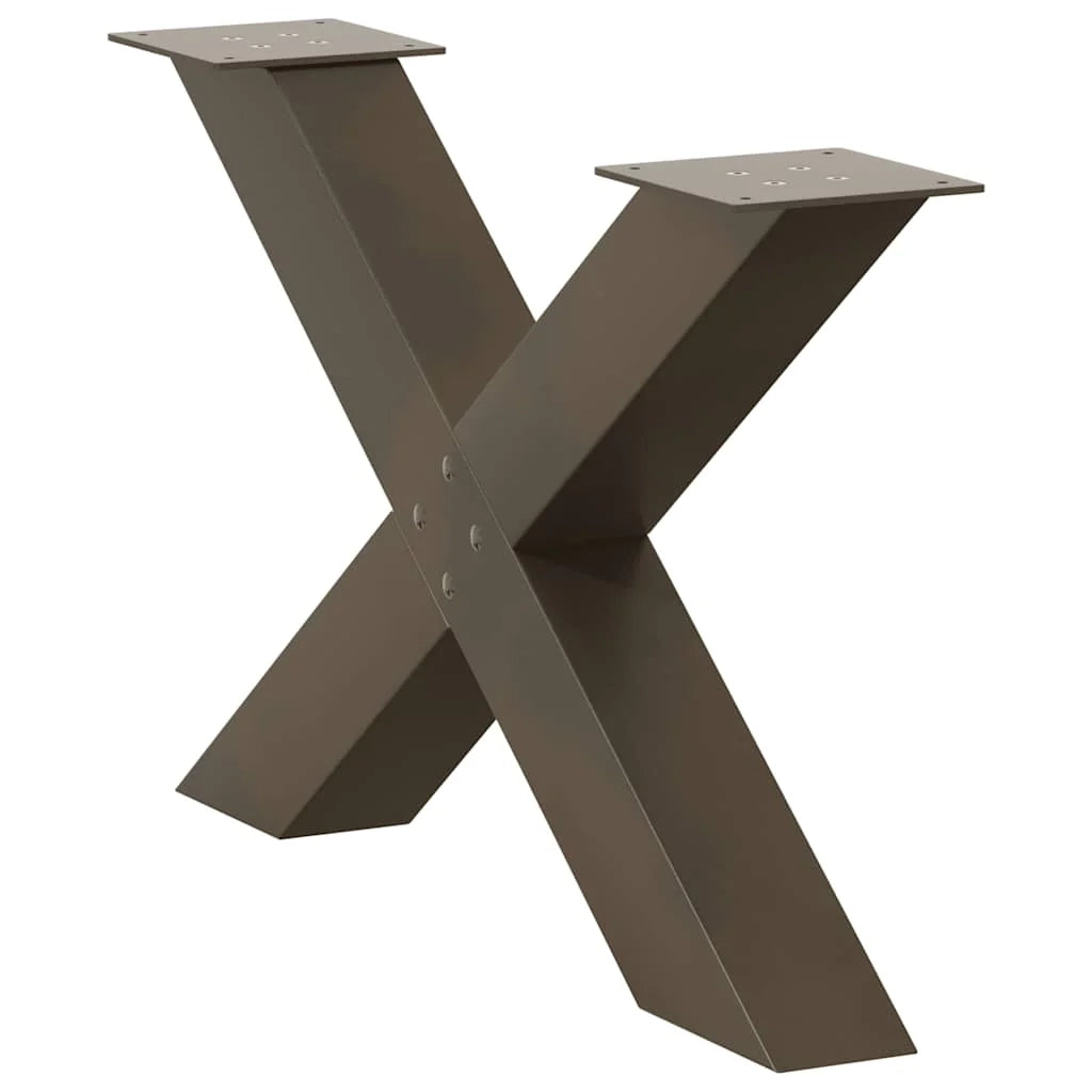 Set di 2 gambe per tavolino da caffè robuste e regolabili a forma di X 70 x 42 cm design moderno acciaio naturale 02_0057239