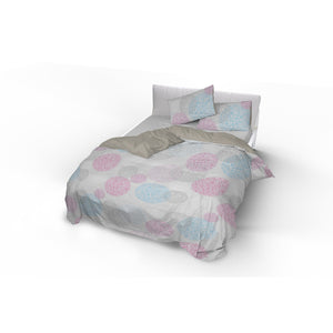 Copripiumino 1 Piazza e Mezzo con Stampa sul Sacco e Federe Doubleface Molecole