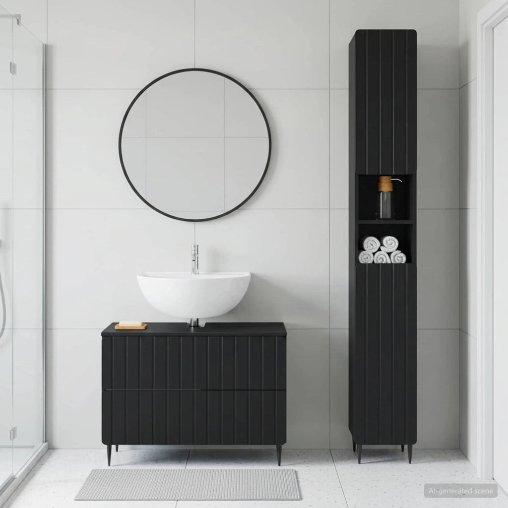 Set di Armadi da Bagno da 2 Pezzi ZWOLLE Nero 3417514