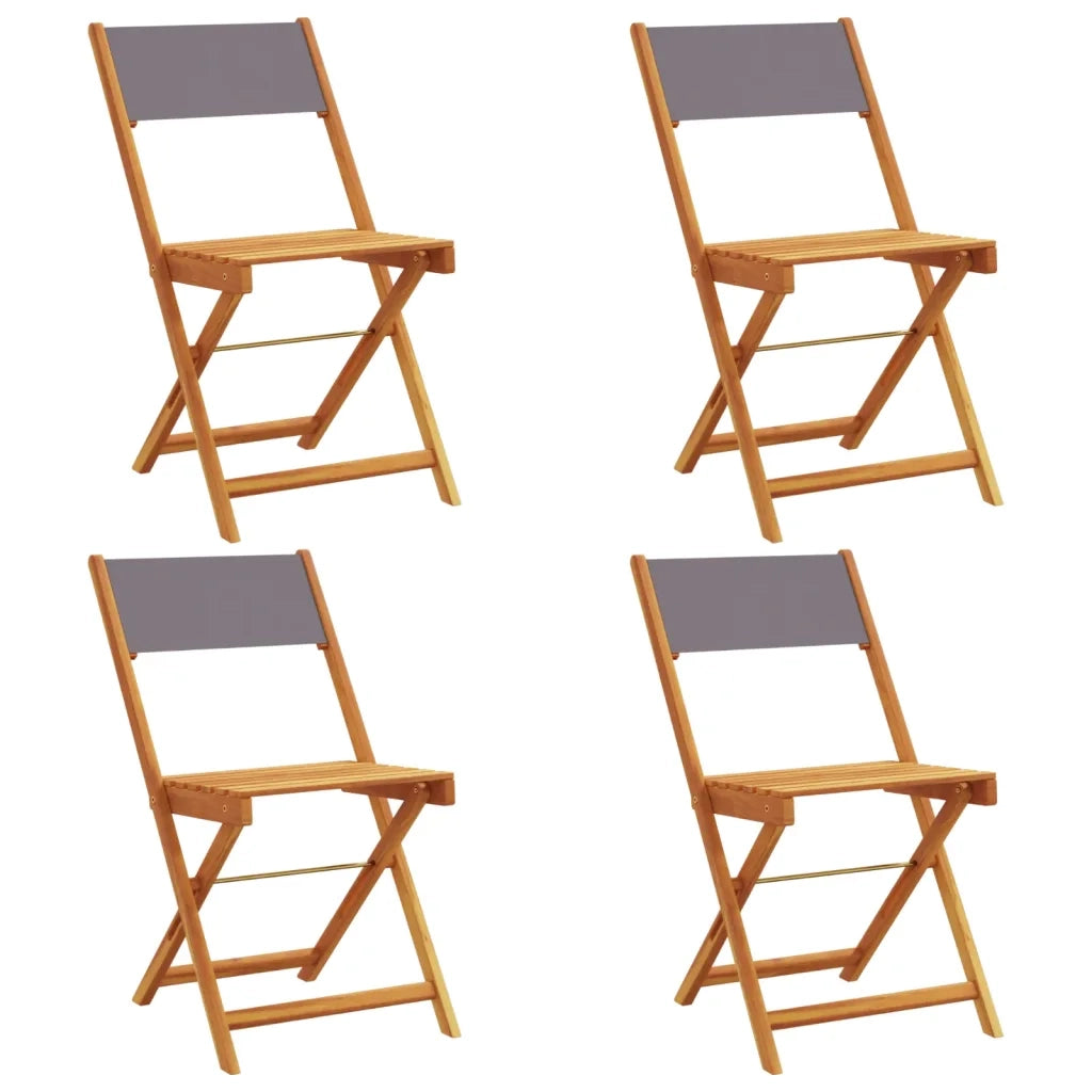 Sedie Giardino Pieghevoli 4 pz | Sedie da Esterno Antracite Tessuto Legno Massello