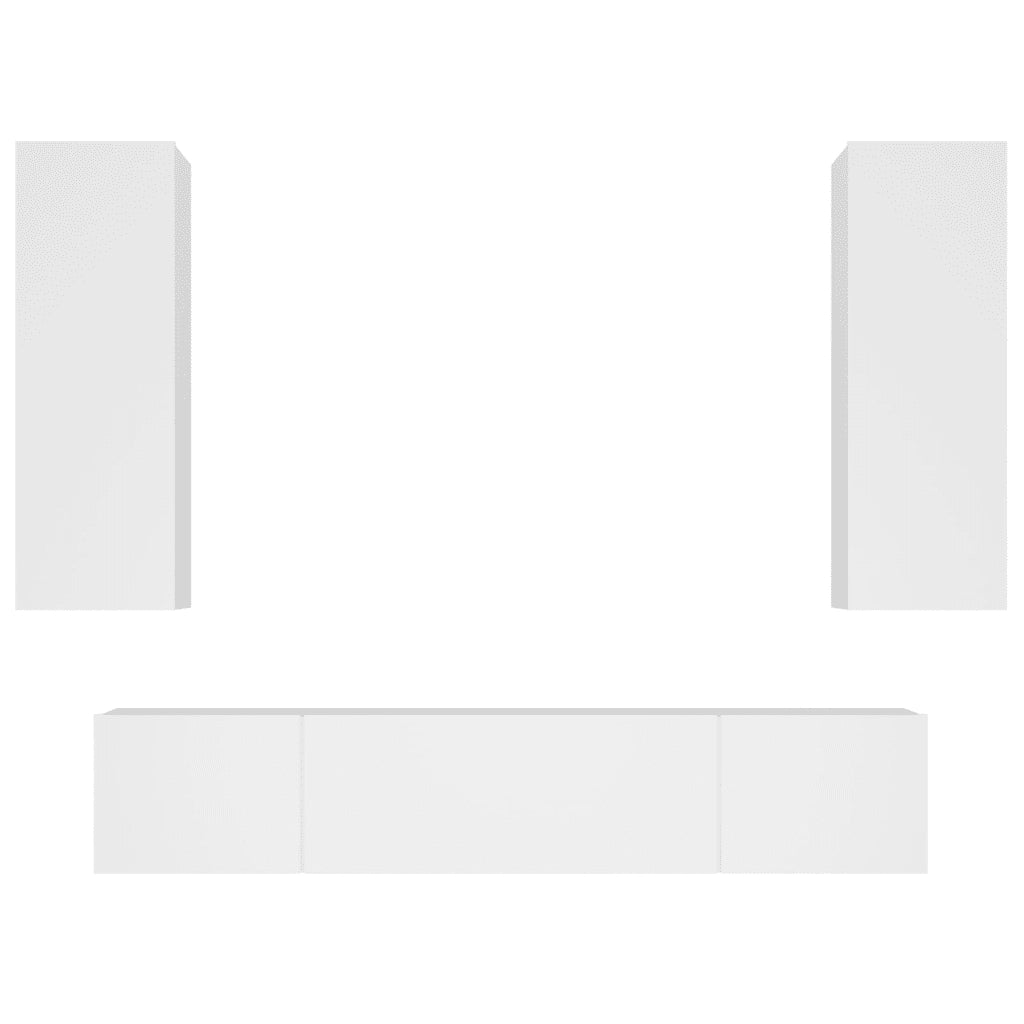 Set di Mobili Porta TV 4 pz Bianco in Legno Multistrato