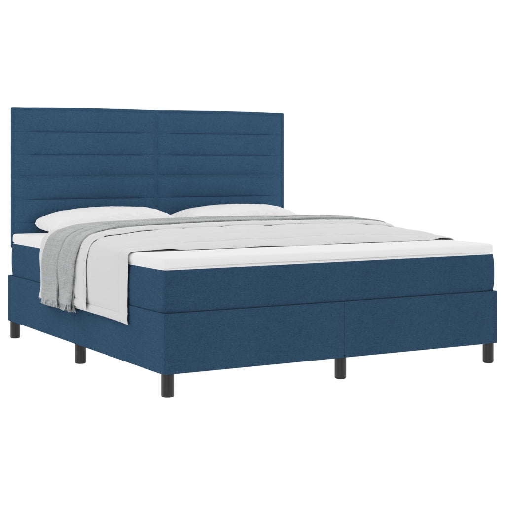 Letto Box Spring con Materasso Blu Super King Tessuto
