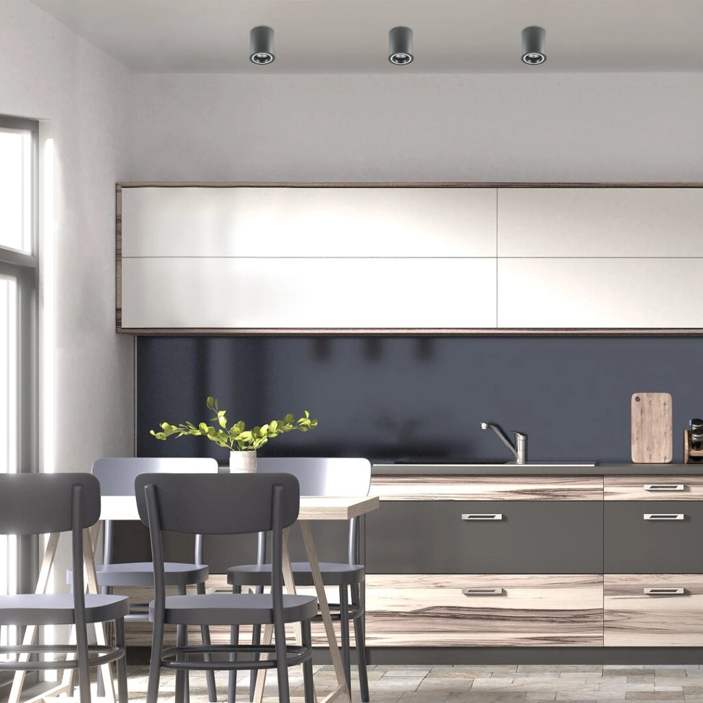 Spot soffitto moderno tondo grigio GU10 25W Kobald Rabalux