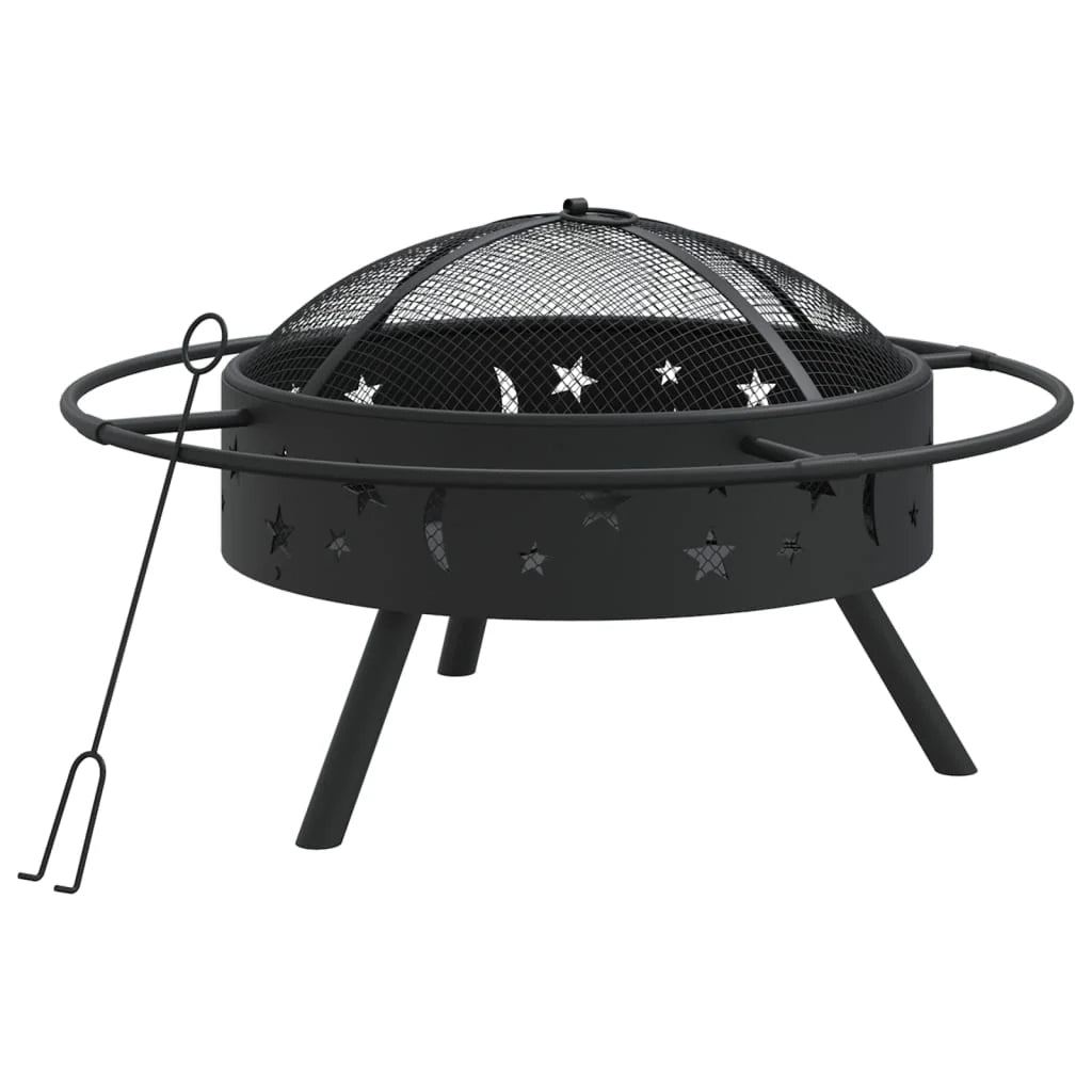 Braciere con attizzatoio 70 cm XXL acciaio nero 02_0006026
