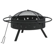 Braciere con attizzatoio 70 cm XXL acciaio nero 02_0006026