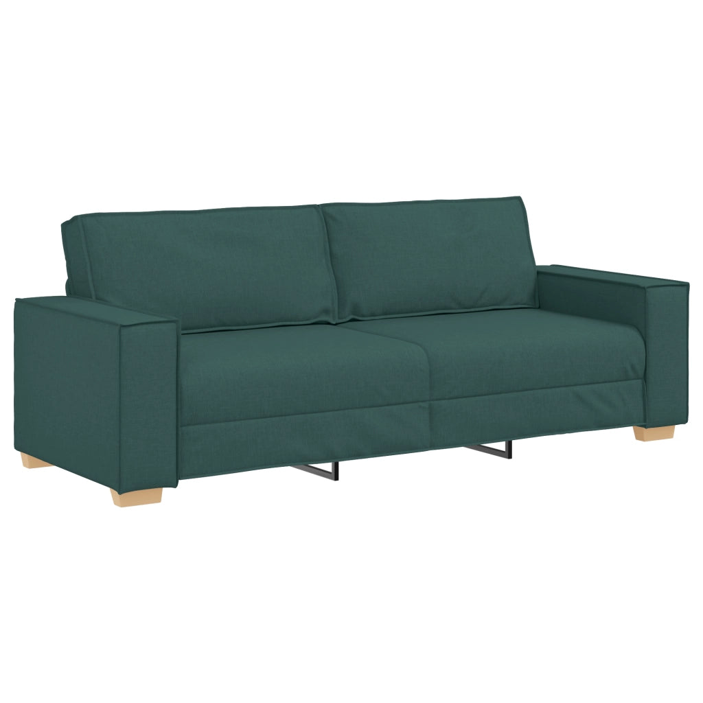 Set di divani 3 pezzi con cuscini in tessuto verde scuro