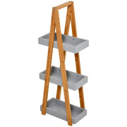 SCAFFALE BAGNO IN MDF E BAMBÙ CON 3 MENSOLE 30 X 18 X 81 CM GRIGIO