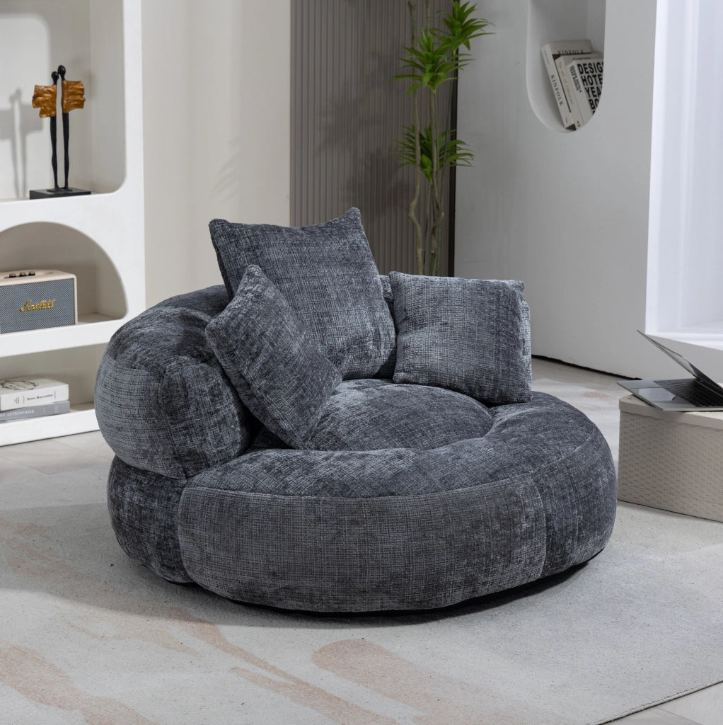 Poltrona lounge in ciniglia grigia 108x108 cm
