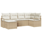 Set da divano da giardino  6 pezzi con cuscini beige in polirattan