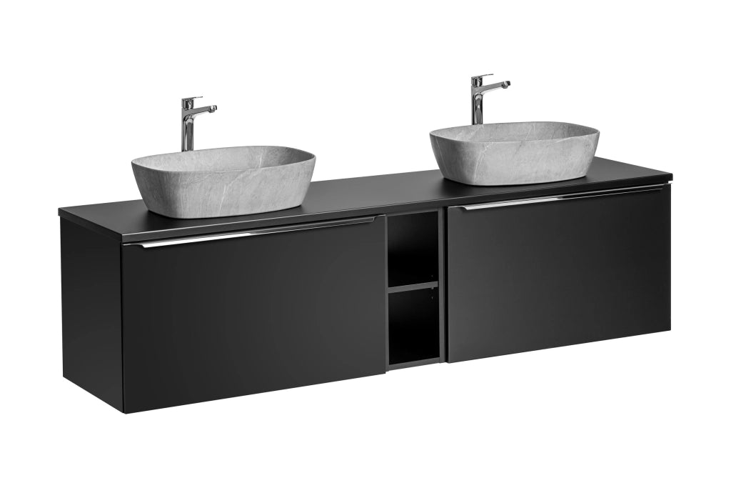 Set mobili bagno 180 cm con lavabi da appoggio Santa Fe Black 180 x 1401 x 1401 cm