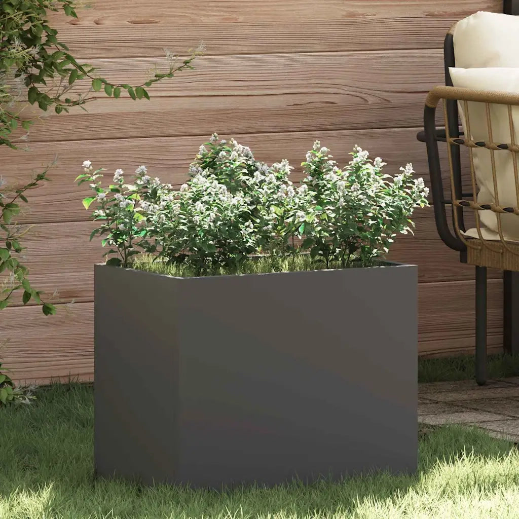 Fioriere | Cassetta per fiori | Vaso da giardino Nero 50 x 32 x 40 cm Acciaio laminato a freddo