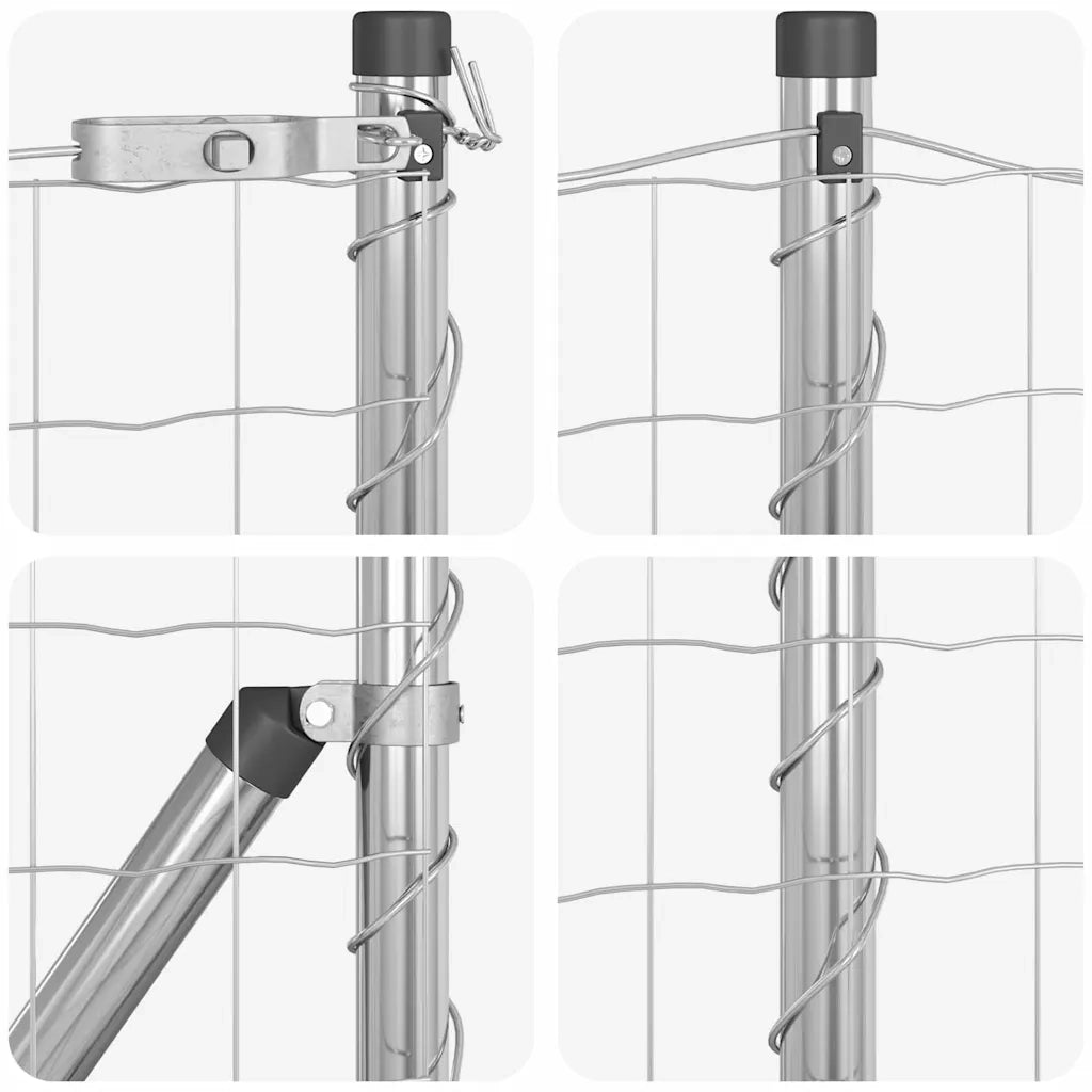 Recinzione da Giardino | Recinzione con Posto Argento 0,4 x 10 m Acciaio e PVC