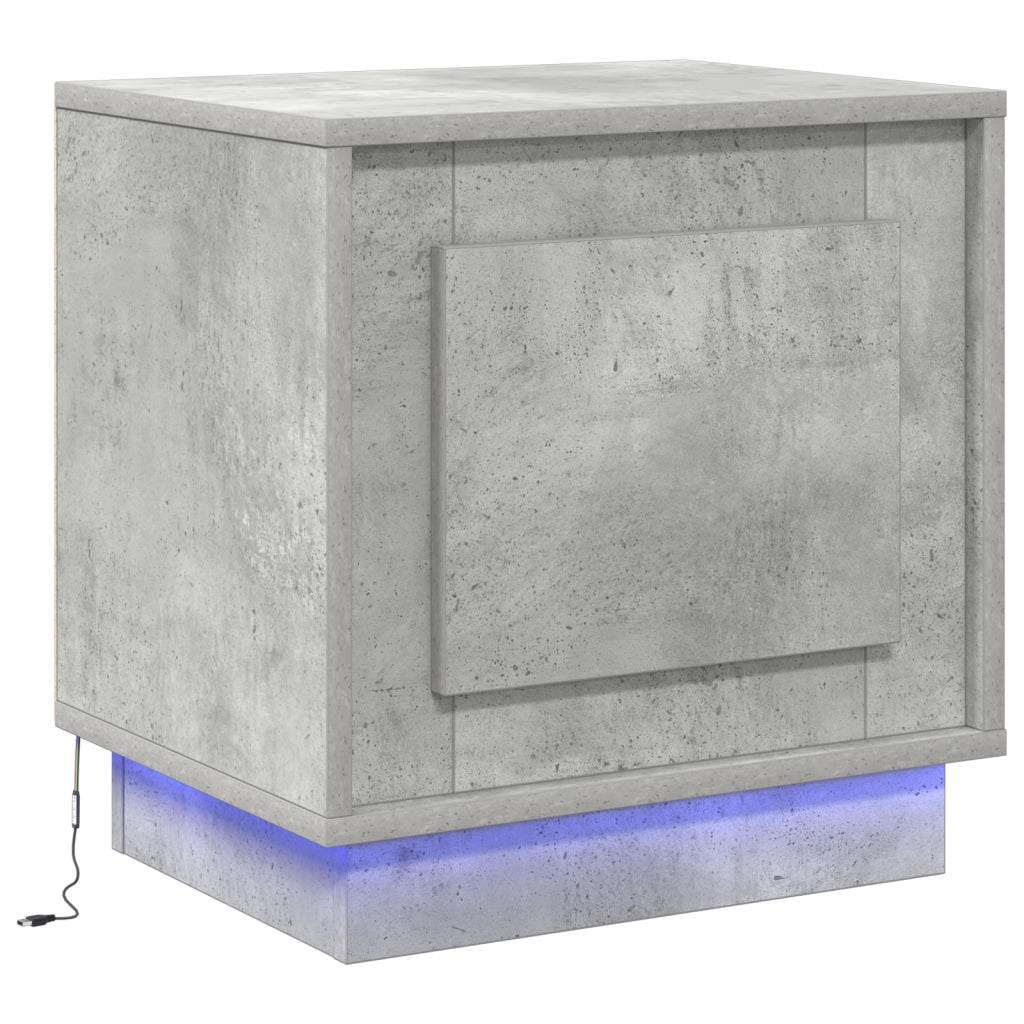 Comodino con luci LED Grigio Cemento 44x34,5x45 cm