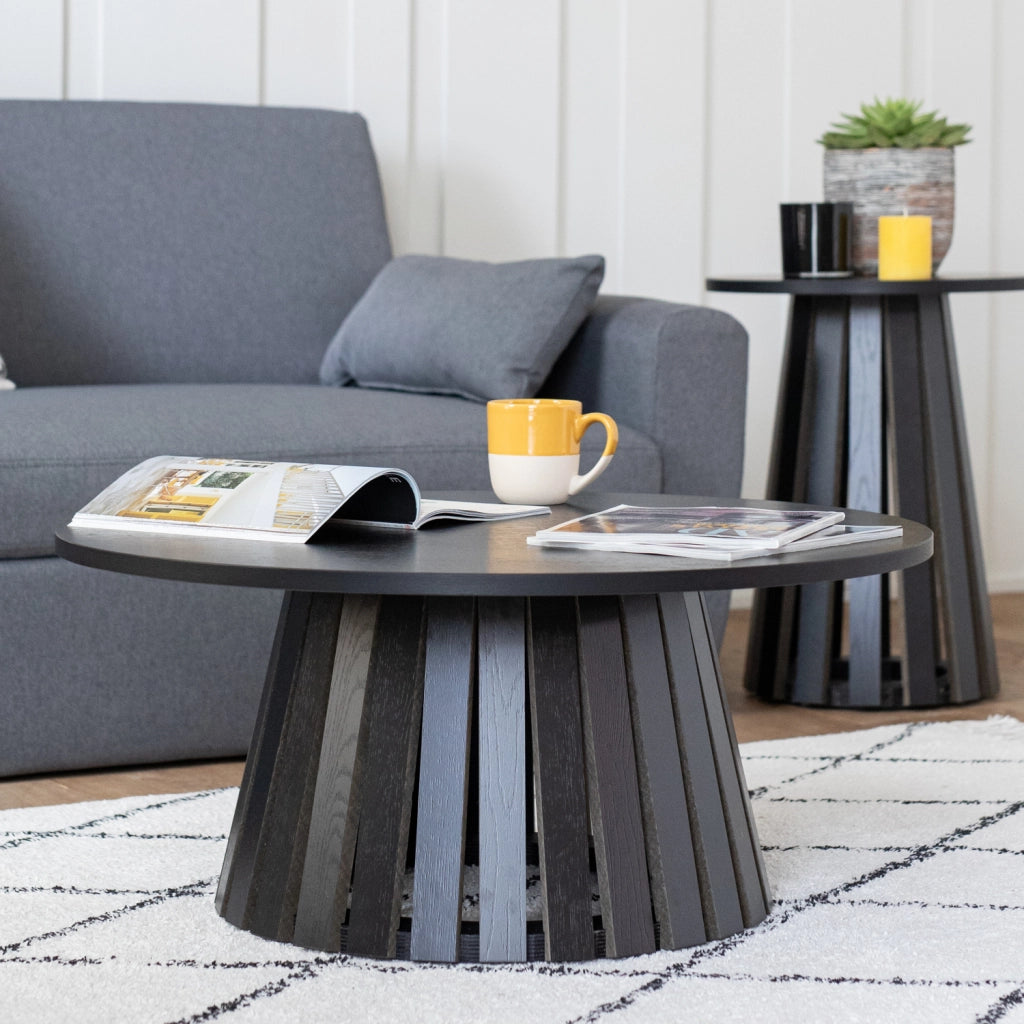 LIVTavolino rotondo 80cm in stile scandinavo nero