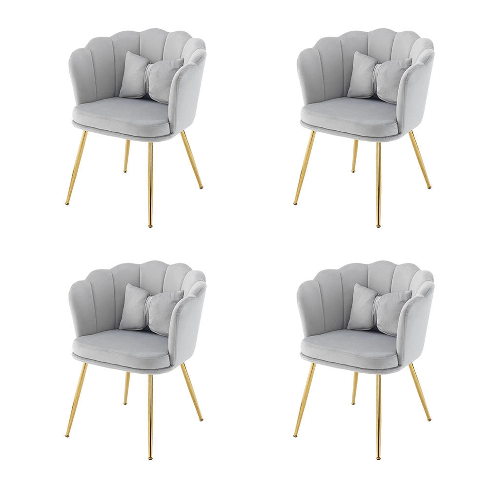 Set di 4 sedie moderne in velluto - Xylo - Schienale a petalo, cuscini a farfalla, piedi in metallo dorato