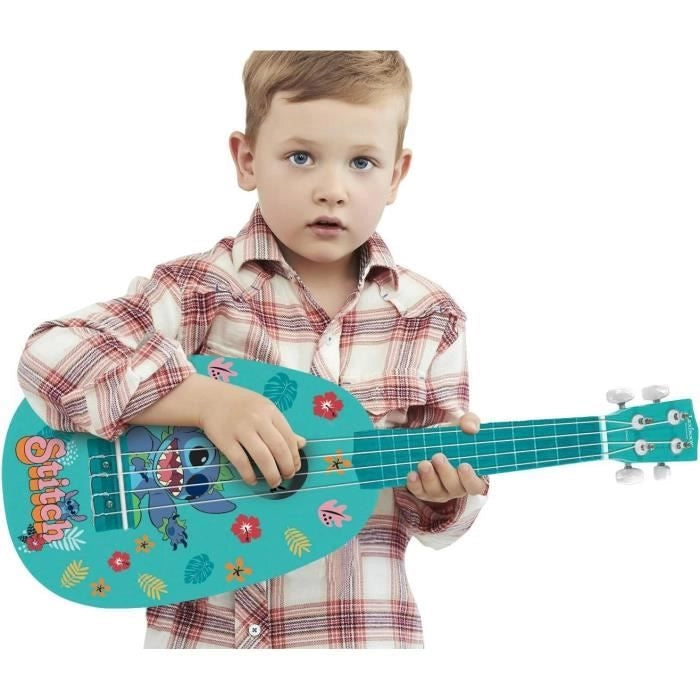 Lexibook - Stitch Ukulele - Circa 53 cm - Legno - 6 corde in nylon - Guida fornita