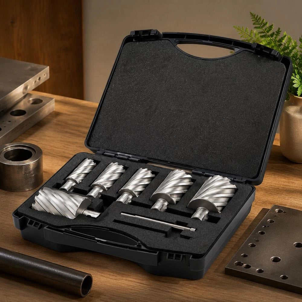 6-piece Metal Core Drill Set, 50.8 Mm Cutting Depth, Ring Cutter Set Made Of M2AL High-speed Steel, Accessories For Magnetic Drilling Machines