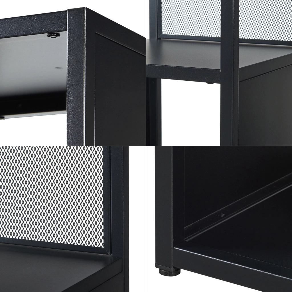 Scaffale da Terra Finspång Libreria in Acciaio 185 x 38 x 38 cm - Nero Opaco [en.casa]