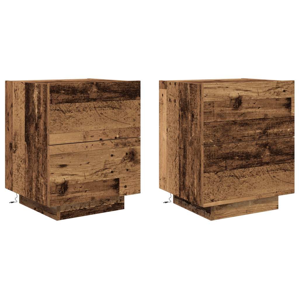 Comodini con luci a LED 2 pcs Legno vecchio 45x40x55 cm