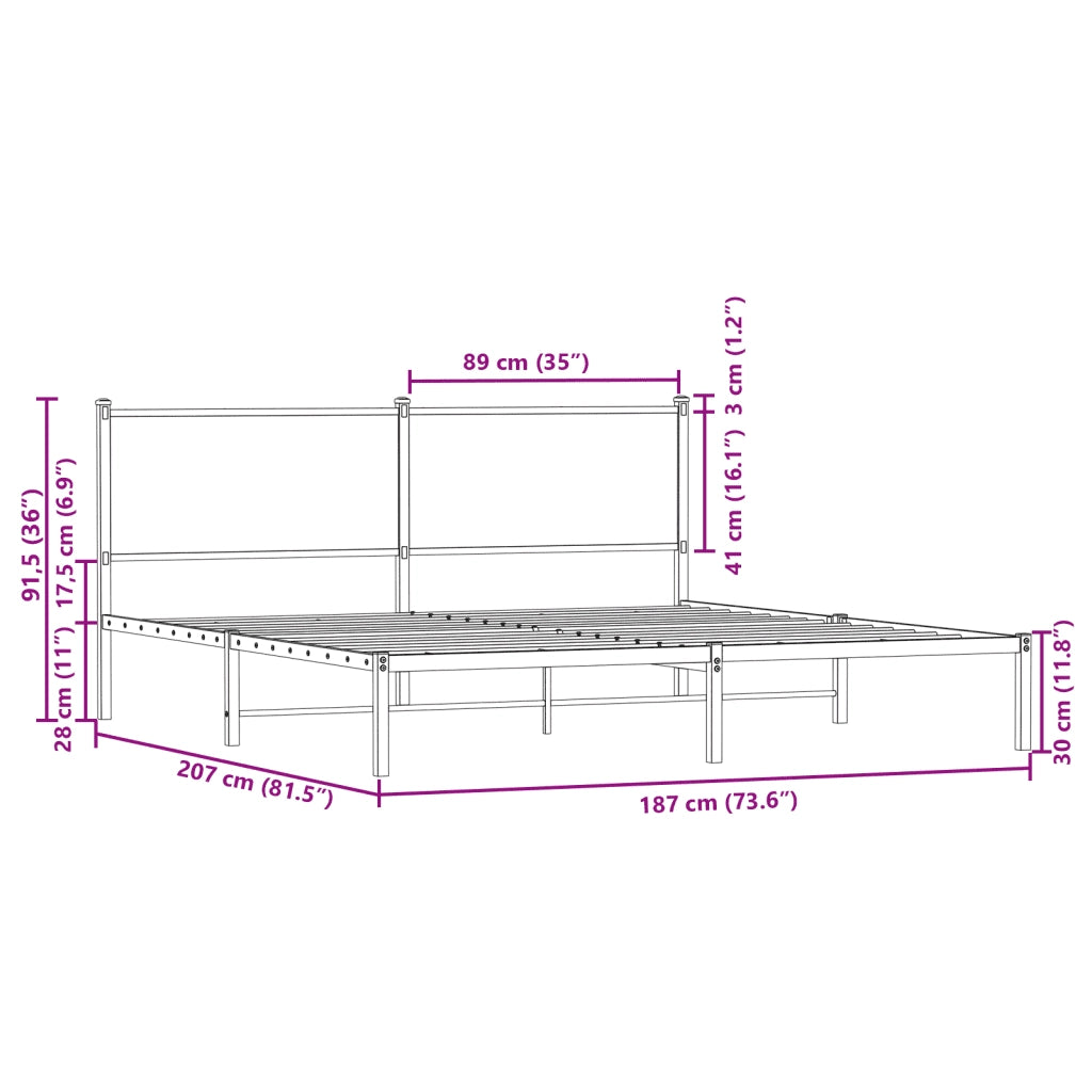 Giroletto senza Materaso in Metallo Rovere Fumo 180x200 cm