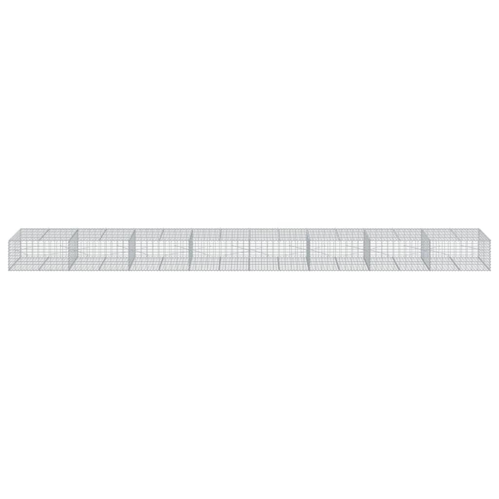 Gabbione recinto a gabbia muro di contenimento con coperchio 800 x 100 x 50 cm ferro zincato argento 02_0040202