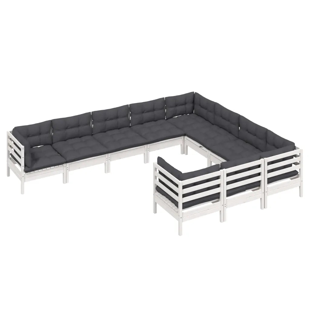 Set Divani da Giardino 10 pz con Cuscini Bianchi Legno di Pinocod mxl 97530