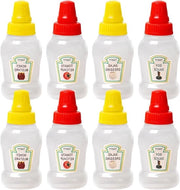 Set di 8 Mini Bottiglie a Sfrega per Picnic - Miele Ketchup Salsa di Soia Salsa di Salsa di Sla