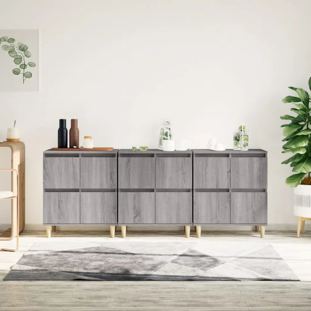 Credenze 3pz Grigio Sonoma 60x35x70 cm in Legno Multistratocod mxl 101503