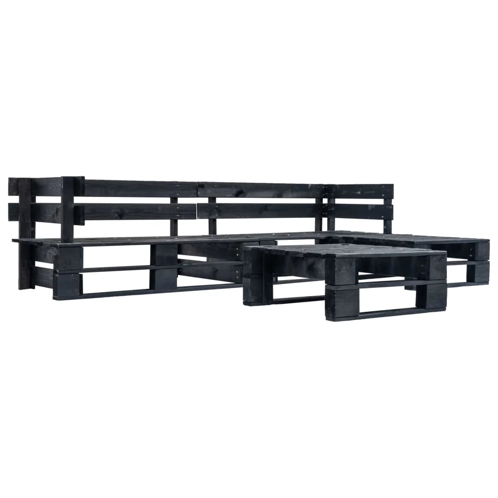 Set di mobili da giardino in pallet 4 pezzi con cuscini grigio legno 02_0018369